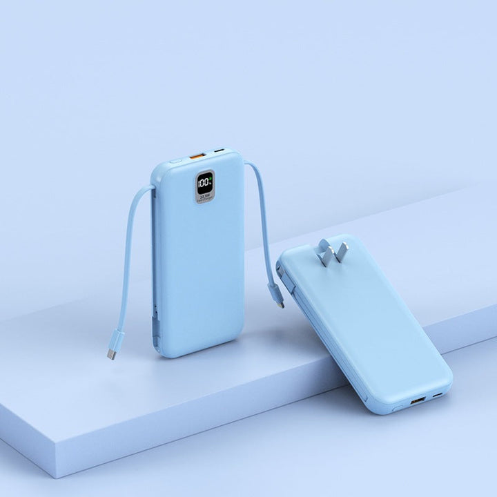 Portable power bank with integrated charging cable and LED display Kalsten