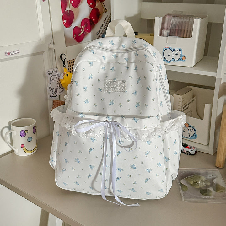 Floral-Embellished School Backpack