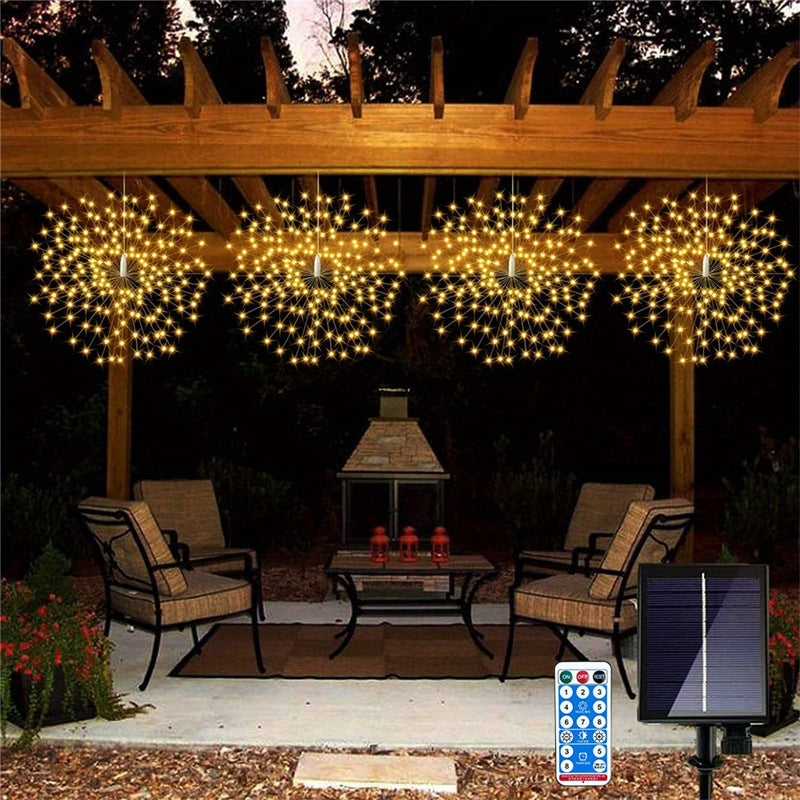 Solar-Powered Starburst Hanging LED Garden Lights With Waterproof Firework-Shaped Clusters And Automatic Dusk-To-Dawn Sensor Kalsten