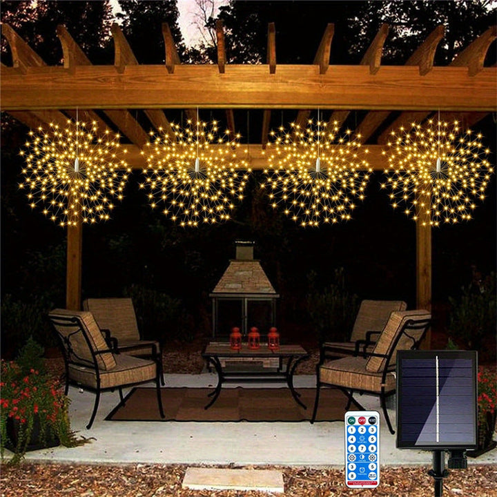 Solar-Powered Starburst Hanging LED Garden Lights With Waterproof Firework-Shaped Clusters And Automatic Dusk-To-Dawn Sensor Kalsten