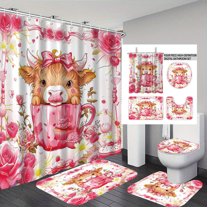 Artistic Highland Cow Bathroom Set Kalsten