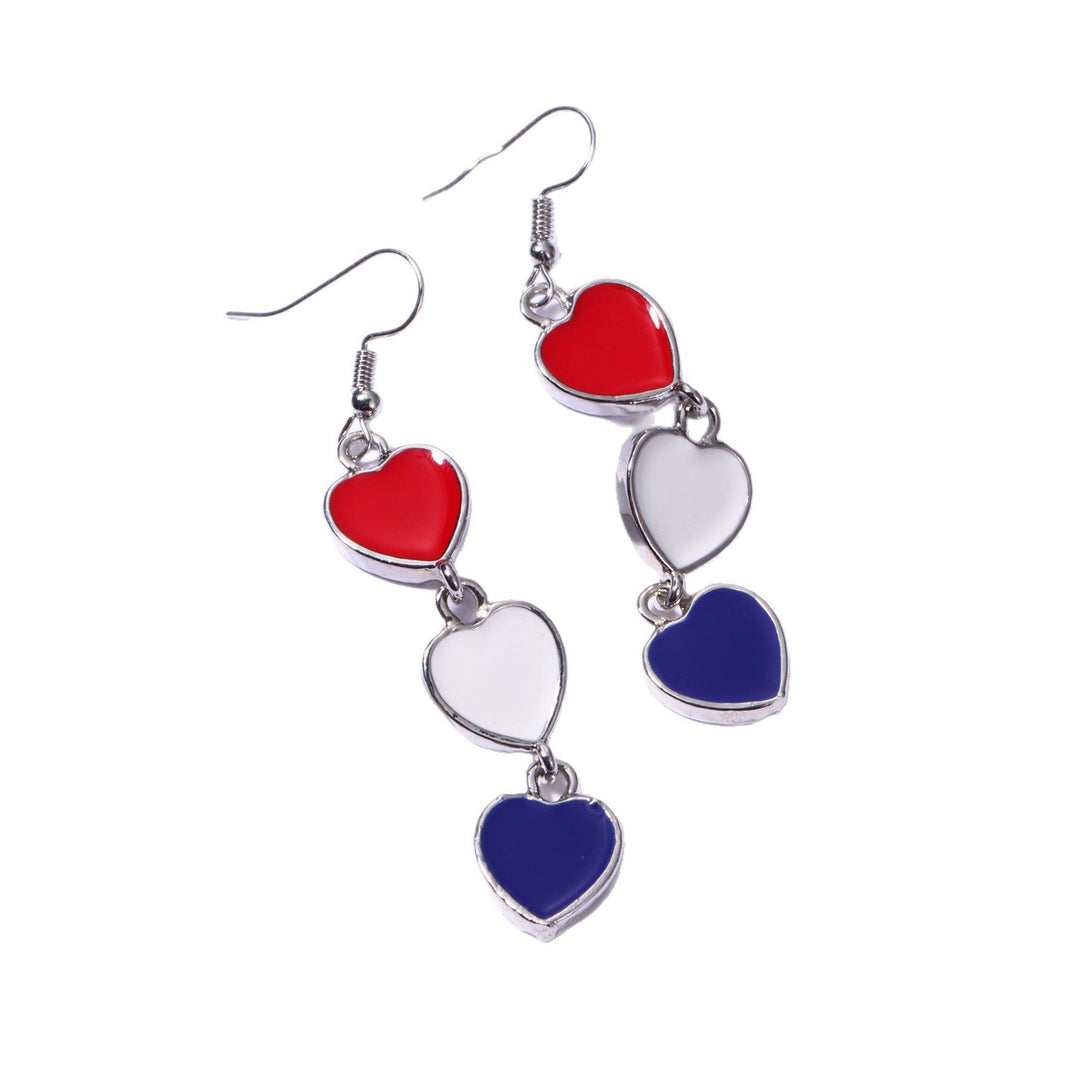 Women's long multi-row heart cascade earrings with enamel filling and fish hook clasp Kalsten