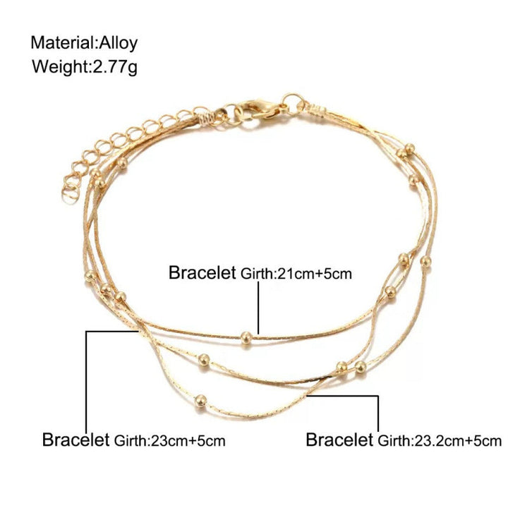 Multi-Strand Silver Beaded Bracelet Kalsten