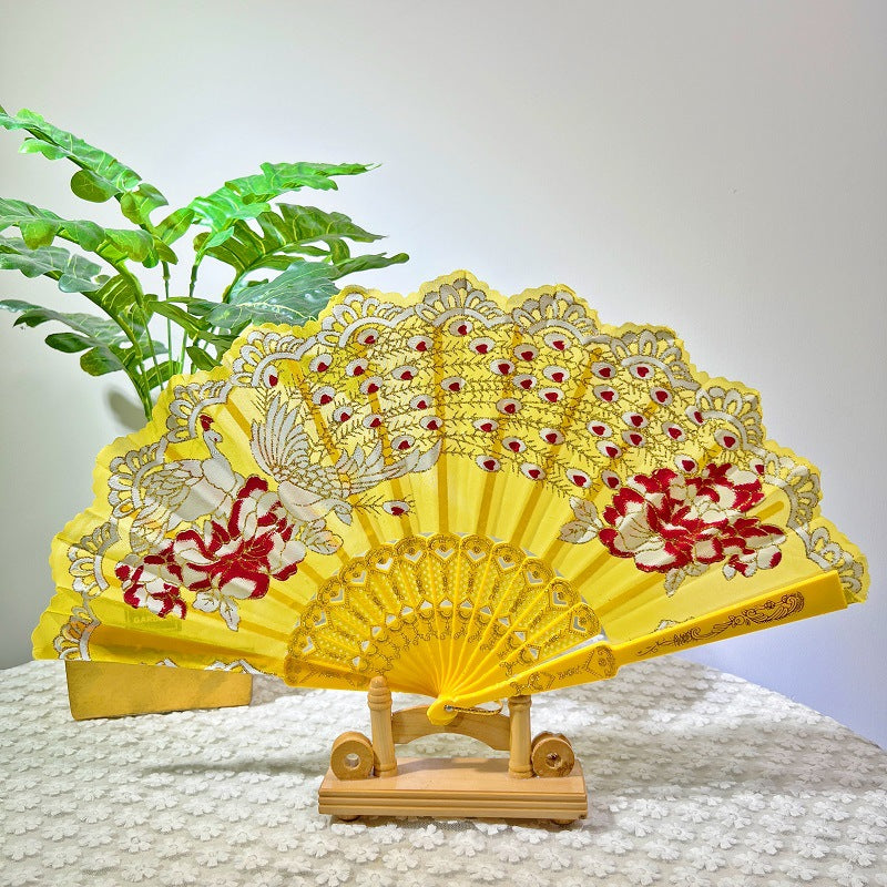 Women Folding Hand Fan with Elegant Embroidery Kalsten