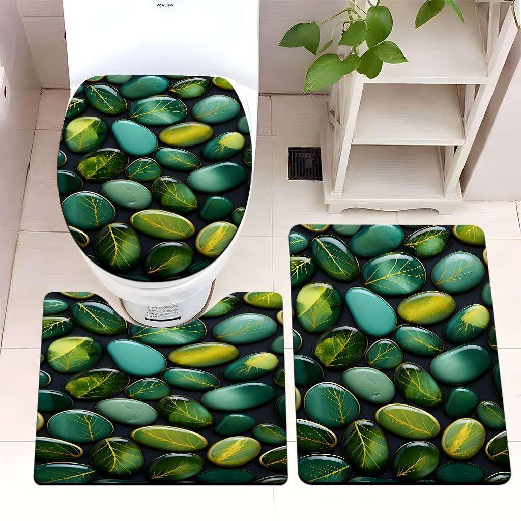 Decorative Pebble Bathroom Mat Set Kalsten