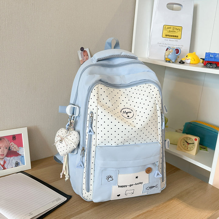 Cute Polka Dot Patterned School Backpack