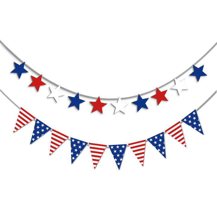 Unisex nan patriotic decorative bunting banner set with pre-strung USA letters and star garlands Kalsten