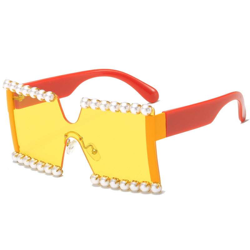 Ladies extravagant rectangular sunglasses with pearl decoration and UV protection Kalsten