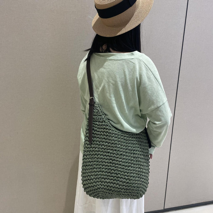 Handcrafted macrame shoulder bag with leather straps Kalsten