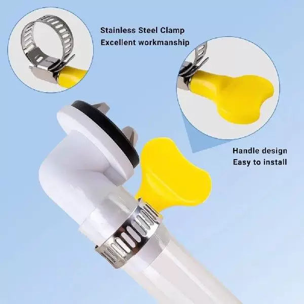 Unisex One Size Universal Device Hose Bending Connection with Removable Cap and Stainless Steel Clamp Kalsten