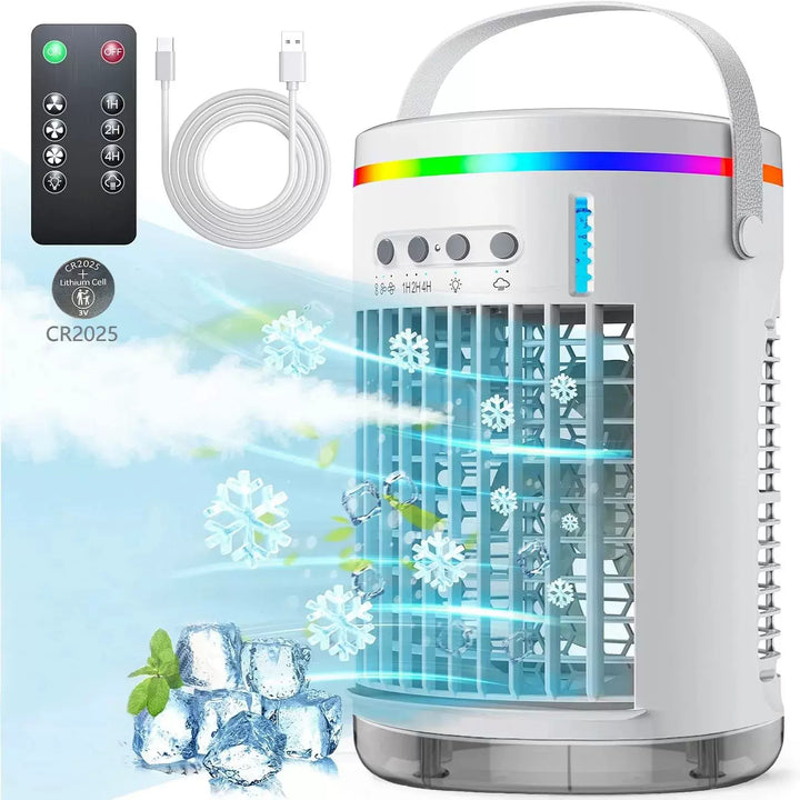 Unisex one size compact portable evaporative air cooler with USB power remote control LED mood light Kalsten
