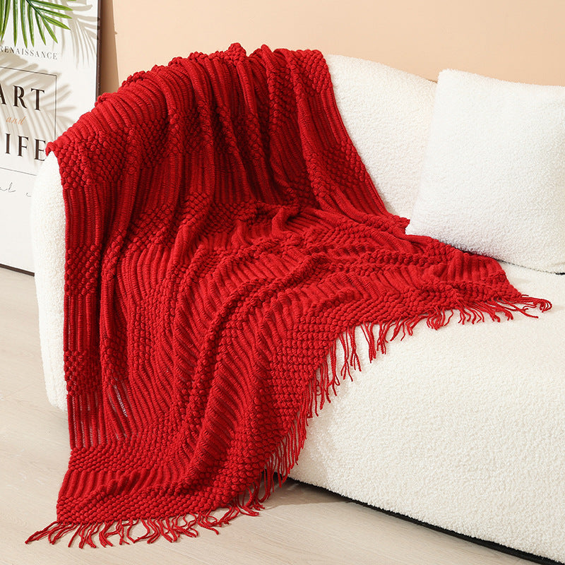 Women's stylish living room throw blanket with fringe pattern Kalsten
