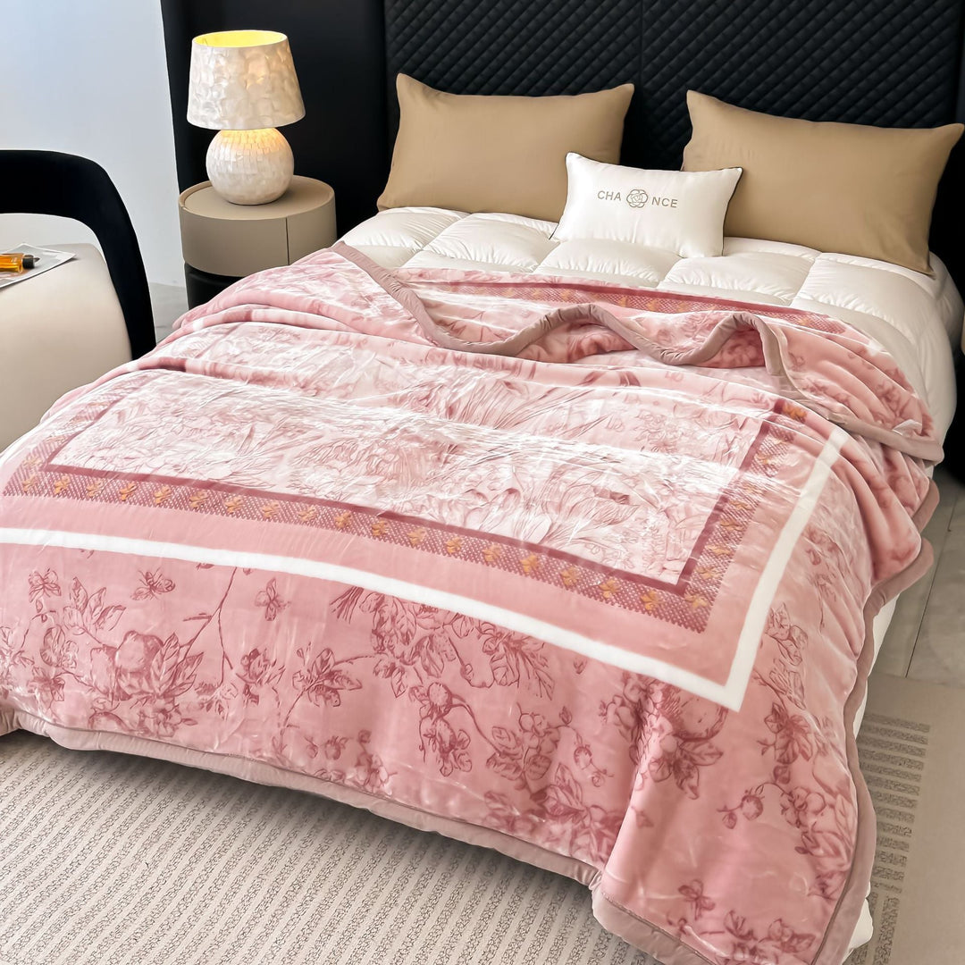 Floral Patterned Fleece Throw Blanket Kalsten