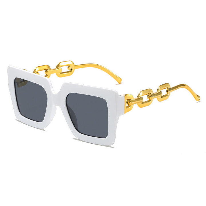 Women's fashionable sunglasses with unique rectangular frame and chain details Kalsten
