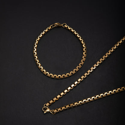 Stainless Steel Chain Necklace and Bracelet Set Acalora