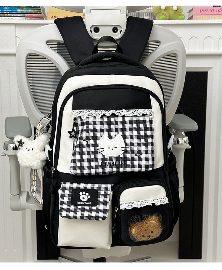 Cute Character Design Multi-Pocket School Backpack