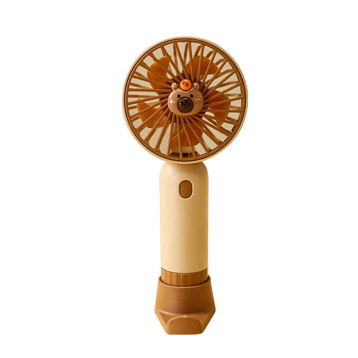 Cooling portable rechargeable handheld mini fan with detachable base stand cute animal-face safety grille USB-C charging Kalsten