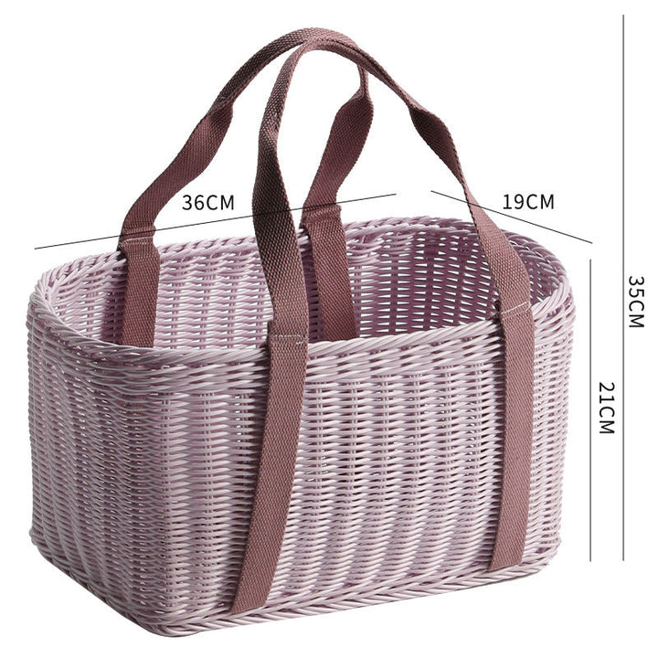 Unisex Robust braided shopping basket with comfortable fabric handles Kalsten
