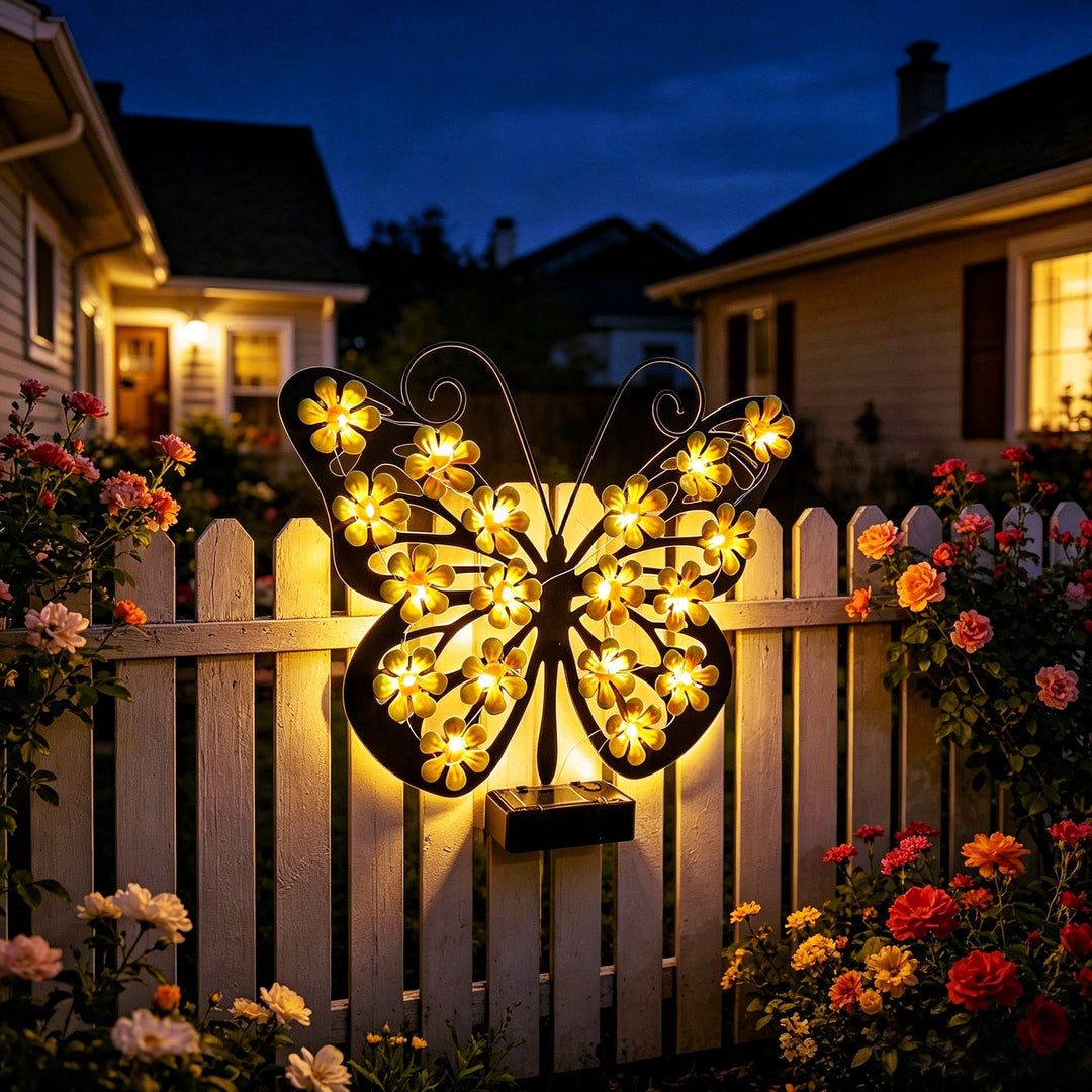 Decorative LED Butterfly Wall Light With Floral Micro-LED Accents And Battery-Powered Control Kalsten
