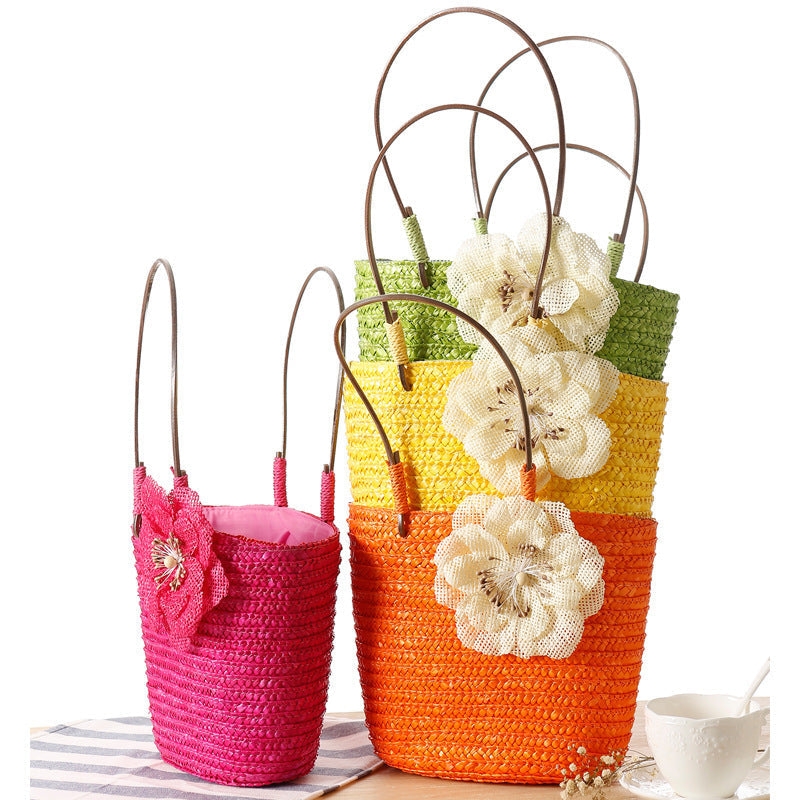 Beach bag with decorative flower detail embellishment Kalsten