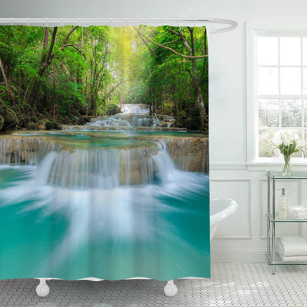 Scenic Waterfall Print Shower Curtain Kalsten