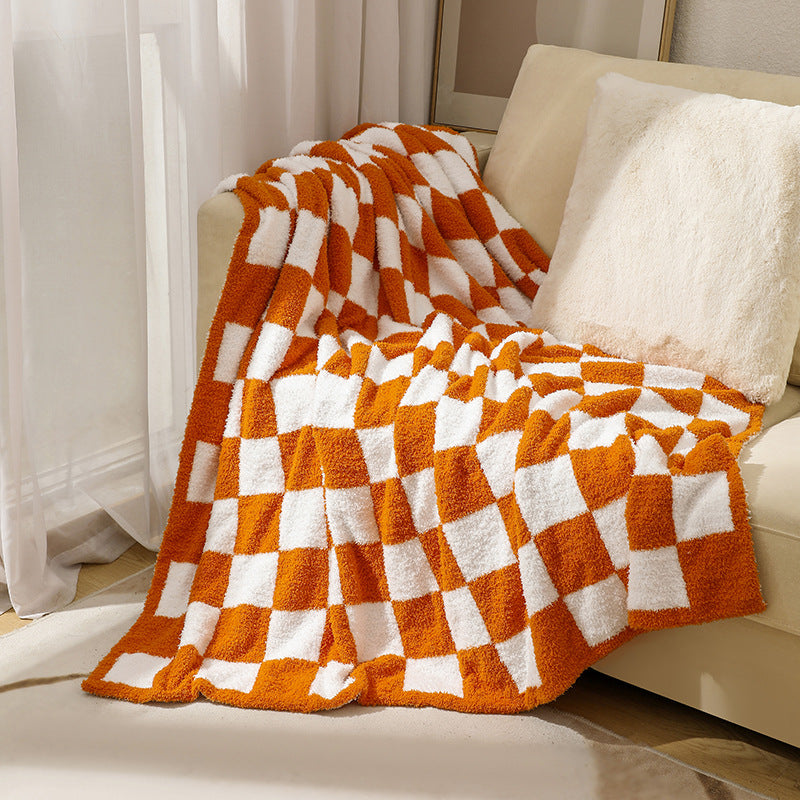 Unisex Cozy Checkerboard Fleece Blanket