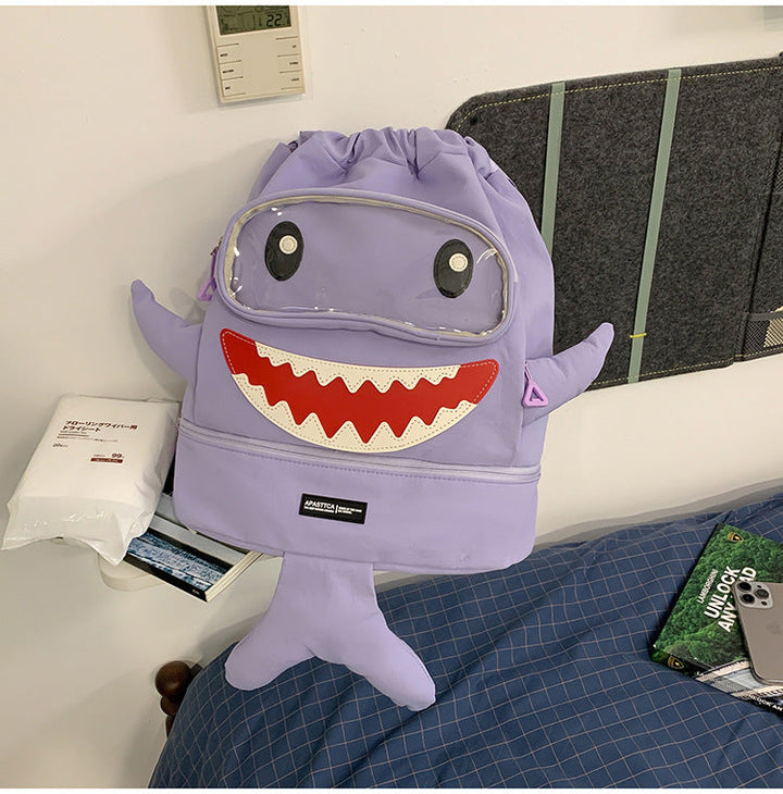 Cute Shark-Inspired Drawstring School Backpack