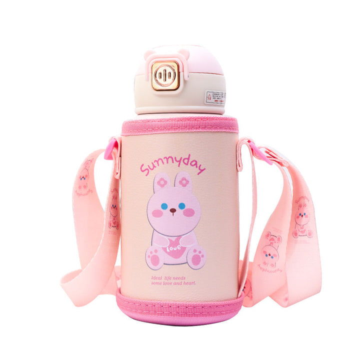 Insulated drinking bottle with practical carrying strap and cheerful cat motif Kalsten