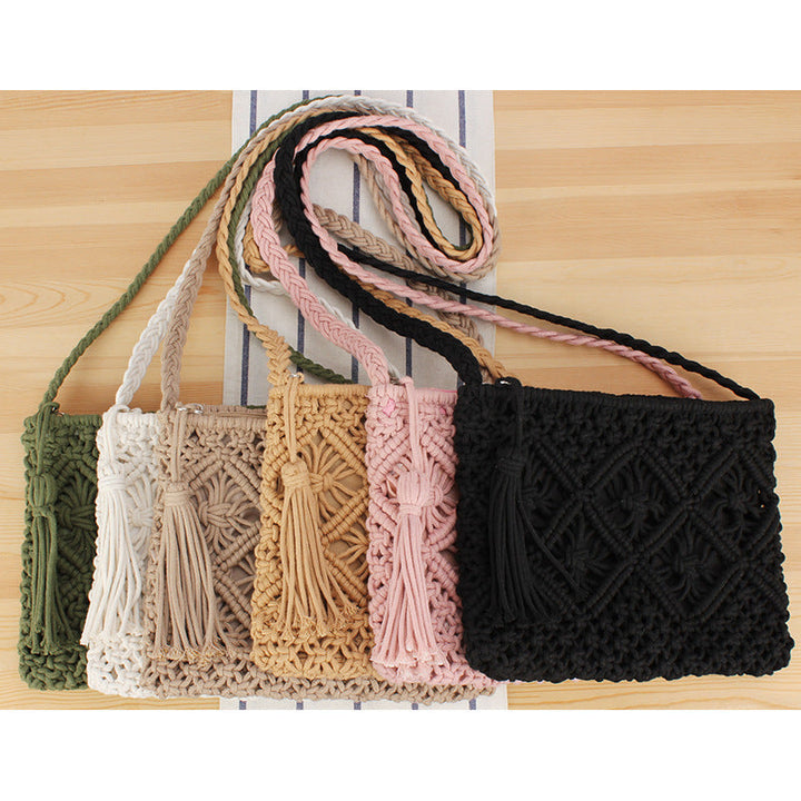 Handcrafted Macrame Shoulder Bag with Tassels Kalsten