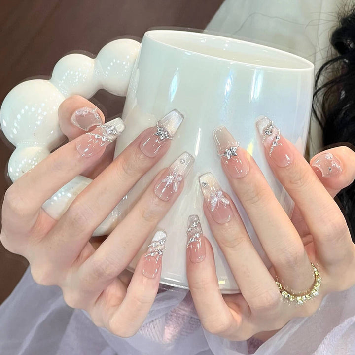 Decorative Rhinestone-Embellished Stiletto Nail Extensions Kalsten