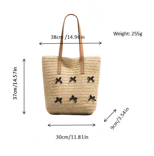 Braided Bast Bag with Decorative Bow Design Kalsten