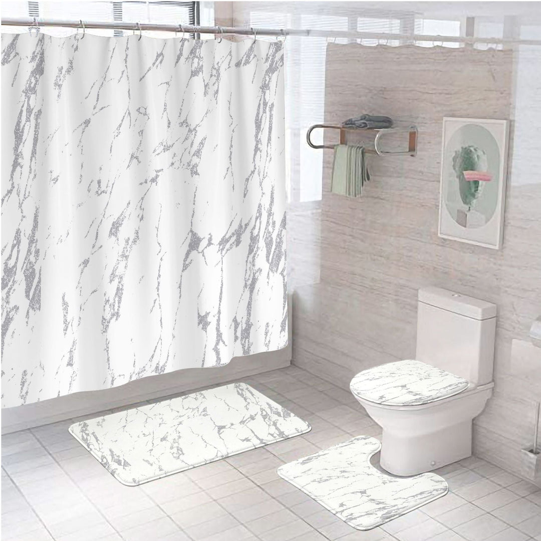 Elegant Marble Pattern Bathroom Mat Set Kalsten