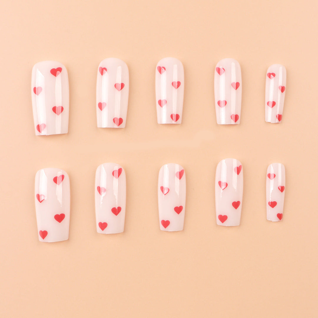 Artistic Heart-Themed Press-On Nail Set Kalsten