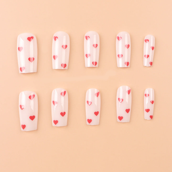 Artistic Heart-Themed Press-On Nail Set Kalsten