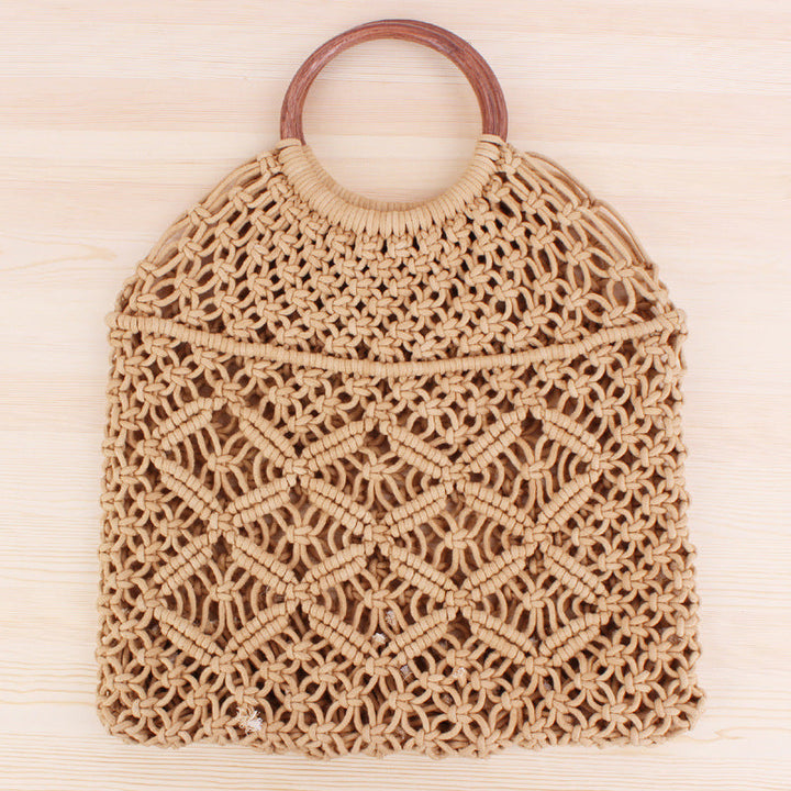 Macrame Tote Bag with Double-Layer Inner Pocket Kalsten