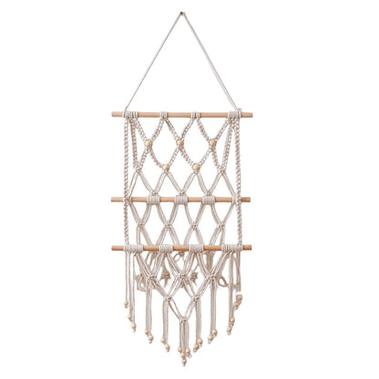 Macrame Wall Hanging with Natural Wood Accents Acalora