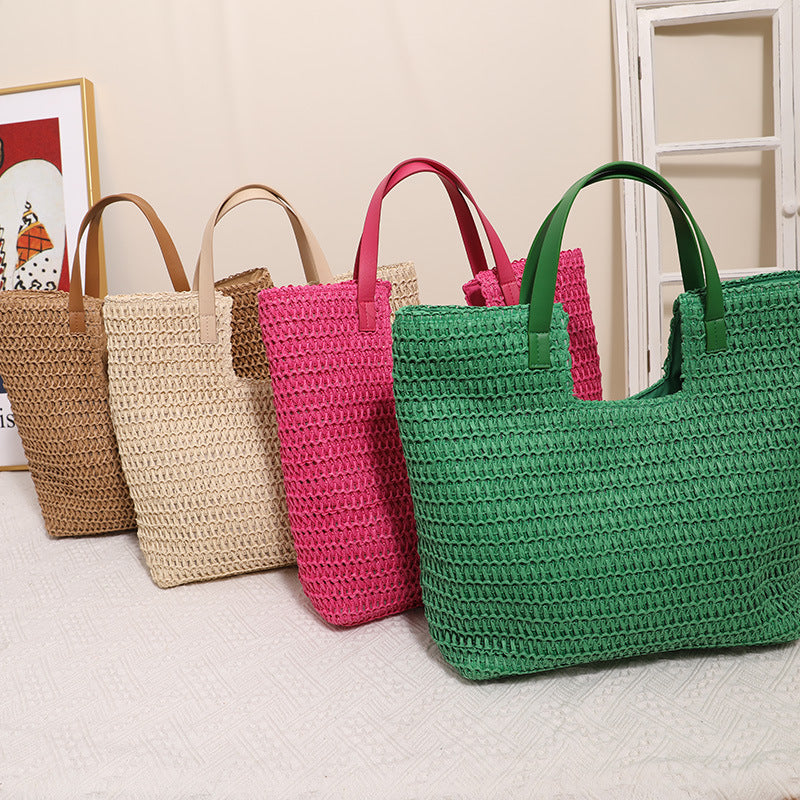 Elegant Woven Tote Bag with Sturdy Leather Handles Kalsten
