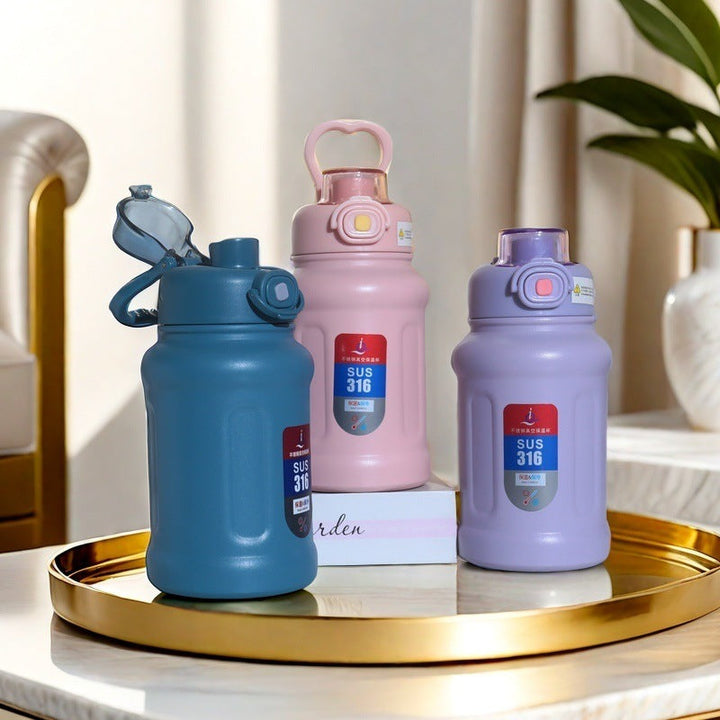 Ladies Stainless Steel Insulated Bottle with Practical Carry Strap and Innovative Closure Kalsten