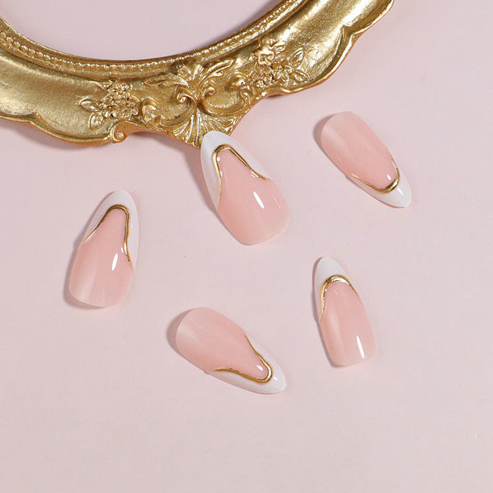 DIY Press-On Nail Set with Elegant Gold Accents Kalsten
