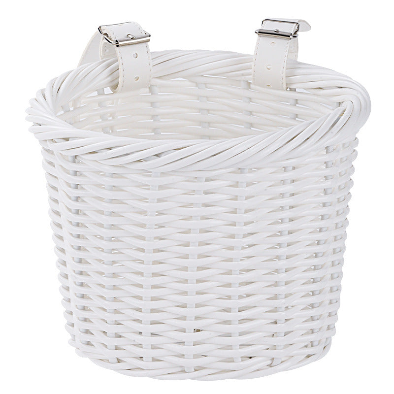 Woven Storage Basket with Adjustable Leather Straps Kalsten