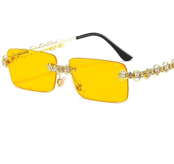 Women's designer sunglasses with sparkling frame and rectangular lenses Kalsten