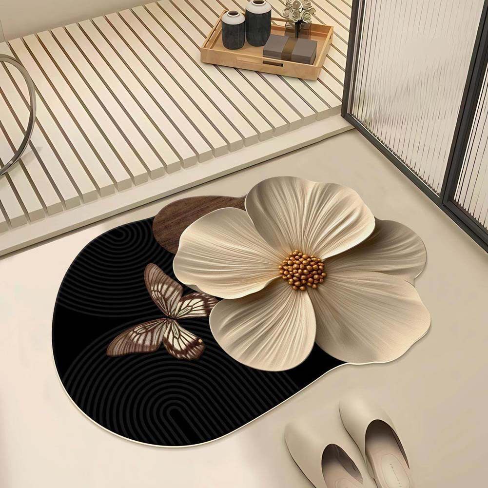 Artistic Floral Pattern Bath Mat Kalsten
