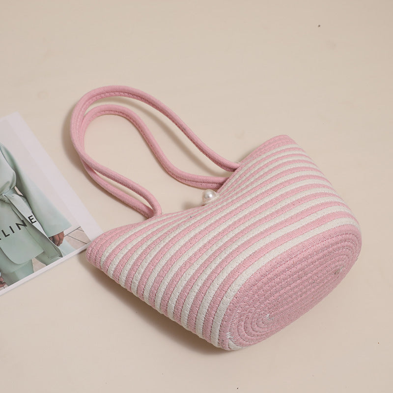 Trendy Basket Bag with Stylish Striped Pattern Kalsten