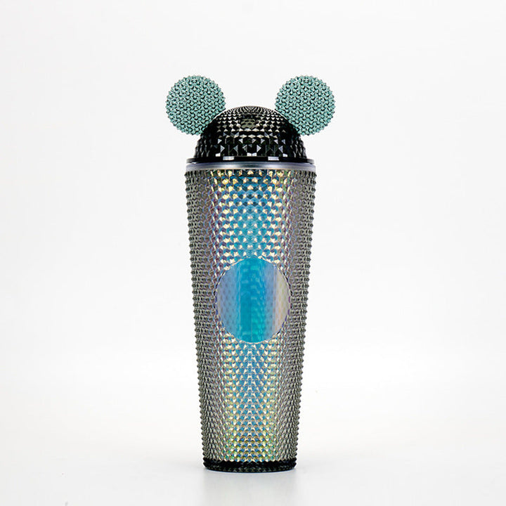 Studded Textured Reusable Tumbler With Decorative Ear-Top Screw Lid