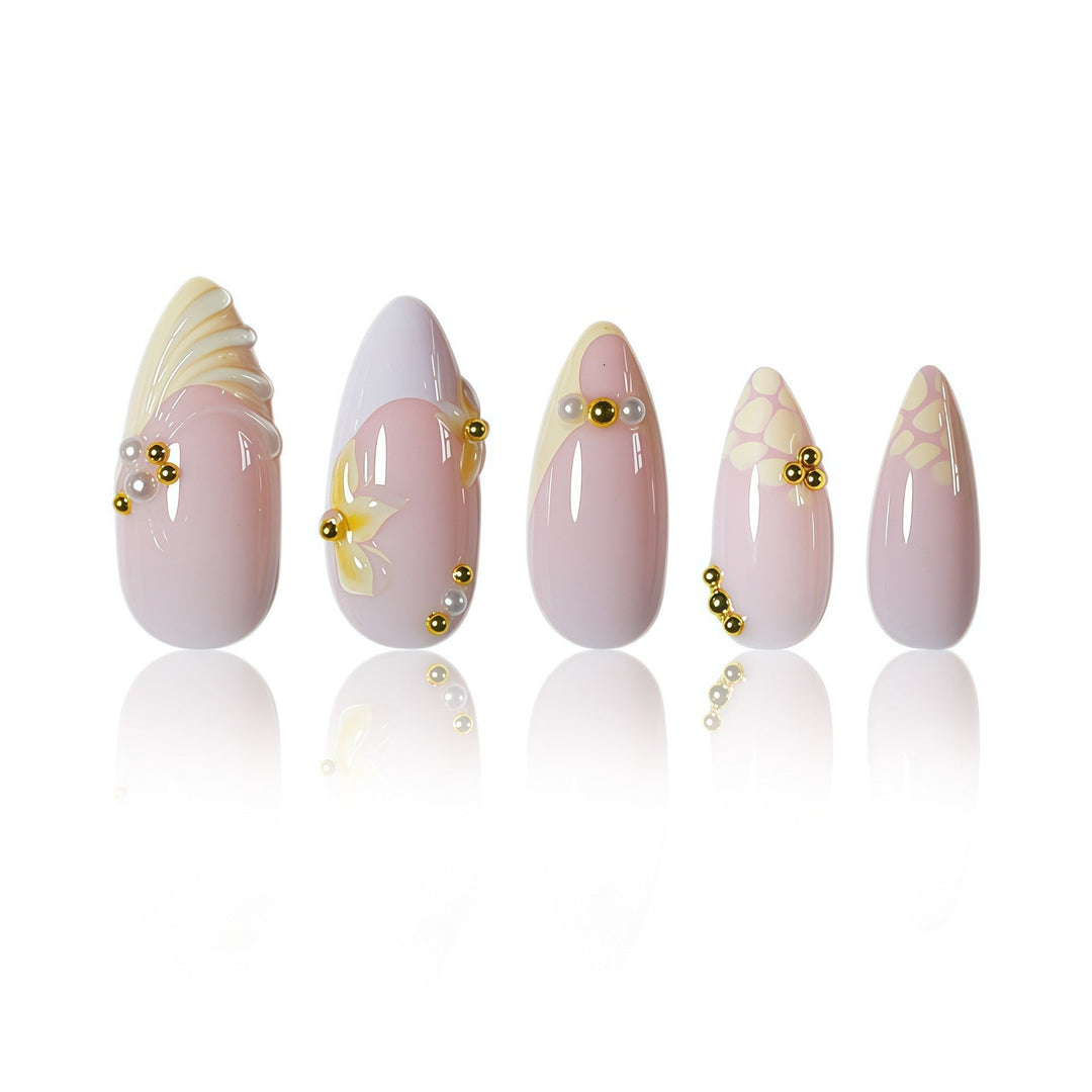 Elegant Natural Floral Press-On Nail Art Kalsten