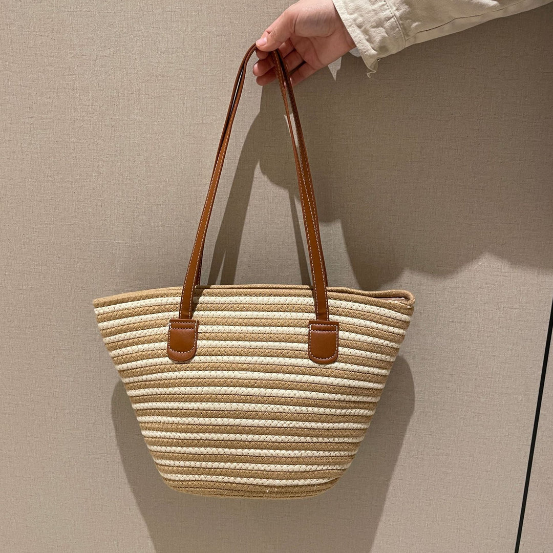 Elegant Woven Bag with Leather Handles Kalsten