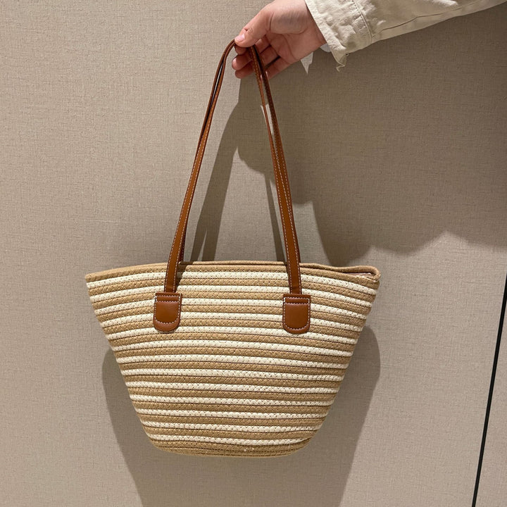 Elegant Woven Bag with Leather Handles Kalsten