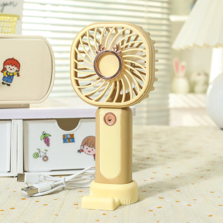 Ladies portable USB hand fan with ergonomic design and integrated LED lighting Kalsten