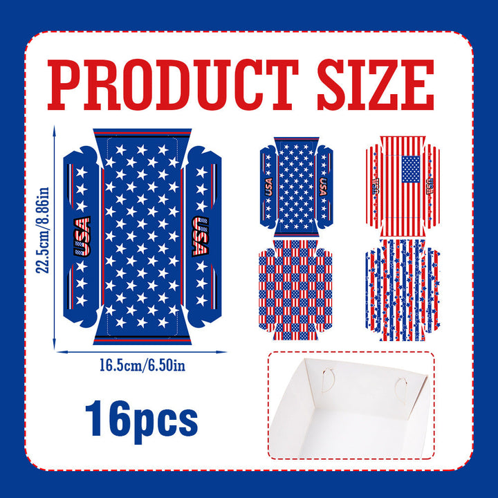 Unisex non-collapsible party snack boxes made of cardboard with patriotic stars and stripes pattern Kalsten