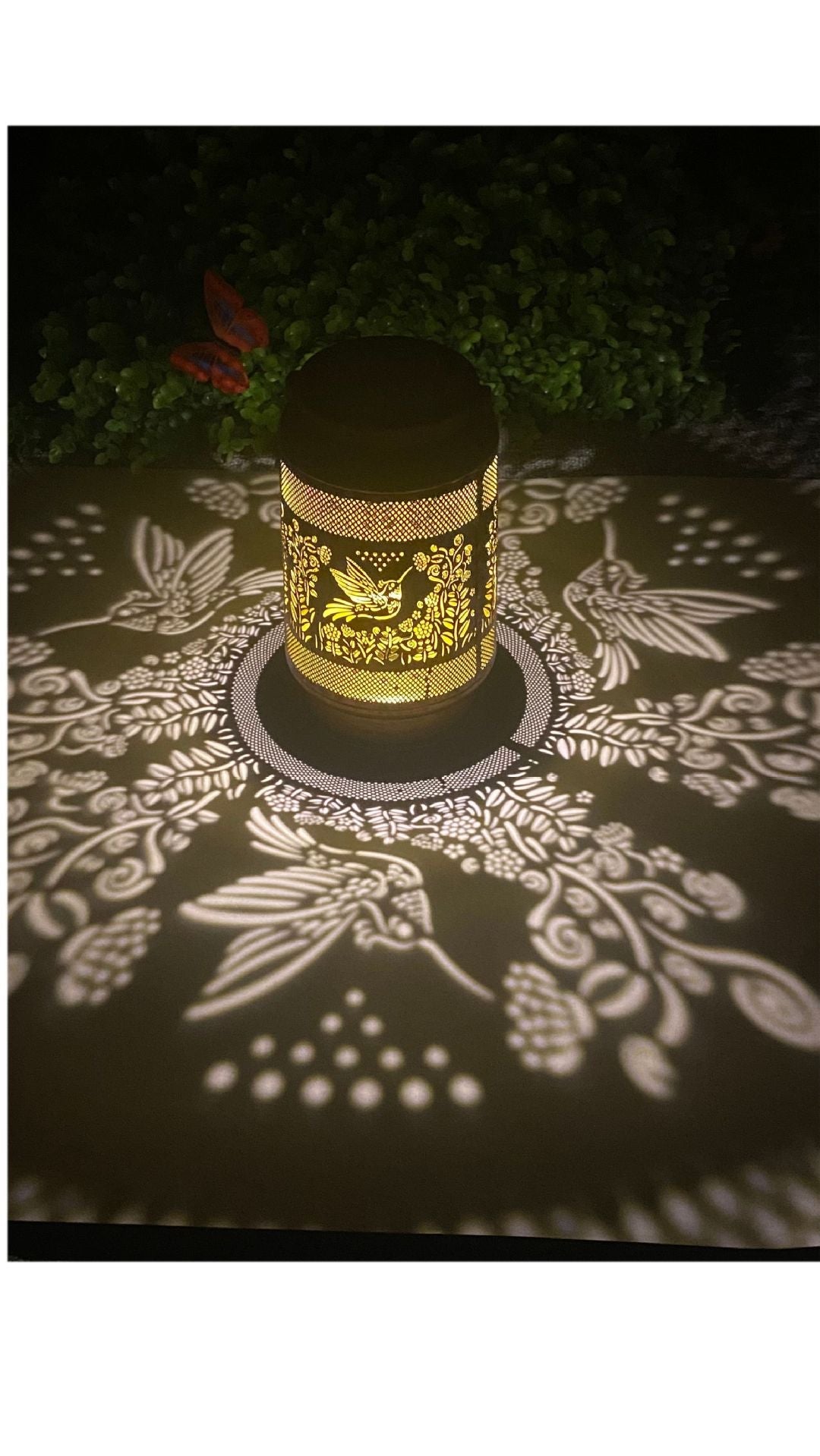 Intricate Metal Shadow Projection Table Lamp With Rechargeable LED Kalsten